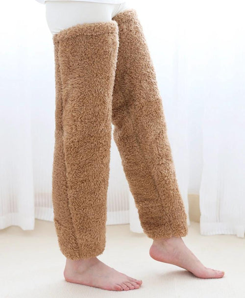 Mandotos cozy winter knee-high fuzzy socks for cold-proof comfort, soft and warm, ideal for cold weather.