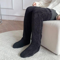 Mandotos cozy winter knee-high fuzzy socks for cold-proof comfort, soft and warm for cold weather.