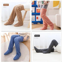 Mandotos cozy winter knee-high fuzzy socks for cold-proof comfort, soft and warm with thick plush material.