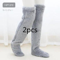Mandotos cozy winter knee-high fuzzy socks designed for cold-proof comfort, soft and warm for chilly days.