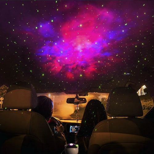 Mandotos astronaut galaxy starry sky projector nightlight illuminating a bedroom with USB-powered atmospheric lighting.