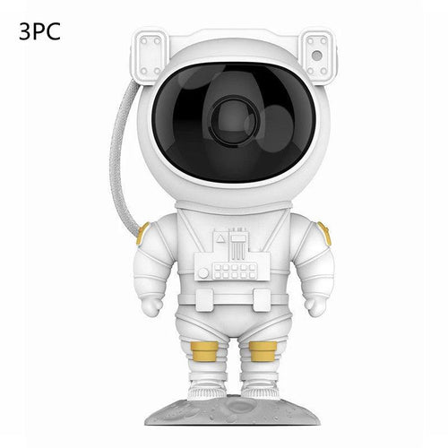 Mandotos creative astronaut galaxy starry sky projector nightlight USB bedroom table lamp showing starry sky and galaxy patterns.