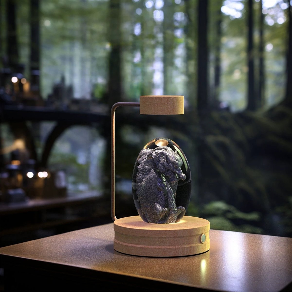 Mandotos crystal ball cosmic dinosaur indoor night light with USB power, warm bedside glow, perfect for birthdays or cozy nights.