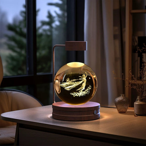 Mandotos cosmic dinosaur crystal ball night light with USB power, warm glow, ideal for bedside or birthday gift.