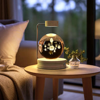 Mandotos cosmic dinosaur crystal ball indoor night light with USB power, warm bedside glow, ideal for birthdays and cozy nights.