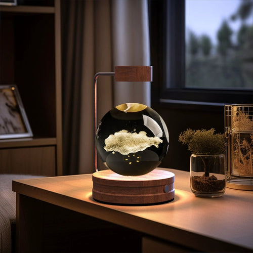Mandotos cosmic dinosaur crystal ball night light with USB power, warm glow, ideal for bedside or birthday gift decor.