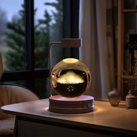 Mandotos crystal ball cosmic dinosaur indoor night light with USB power, warm bedside glow, ideal for birthdays and cozy nights.