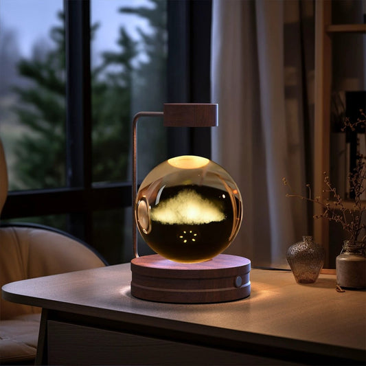 Mandotos crystal ball cosmic dinosaur indoor night light with USB power, warm bedside glow, ideal for birthdays and cozy nights.