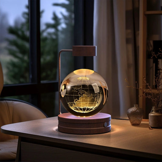 Mandotos crystal ball cosmic dinosaur indoor night light with USB power, warm bedside illumination, ideal for birthdays or cozy nights.