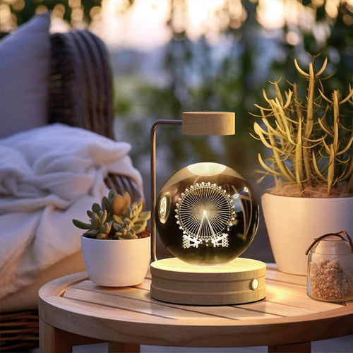 Mandotos cosmic dinosaur crystal ball night light with USB power, warm glow, ideal for bedside and birthday gift decor.