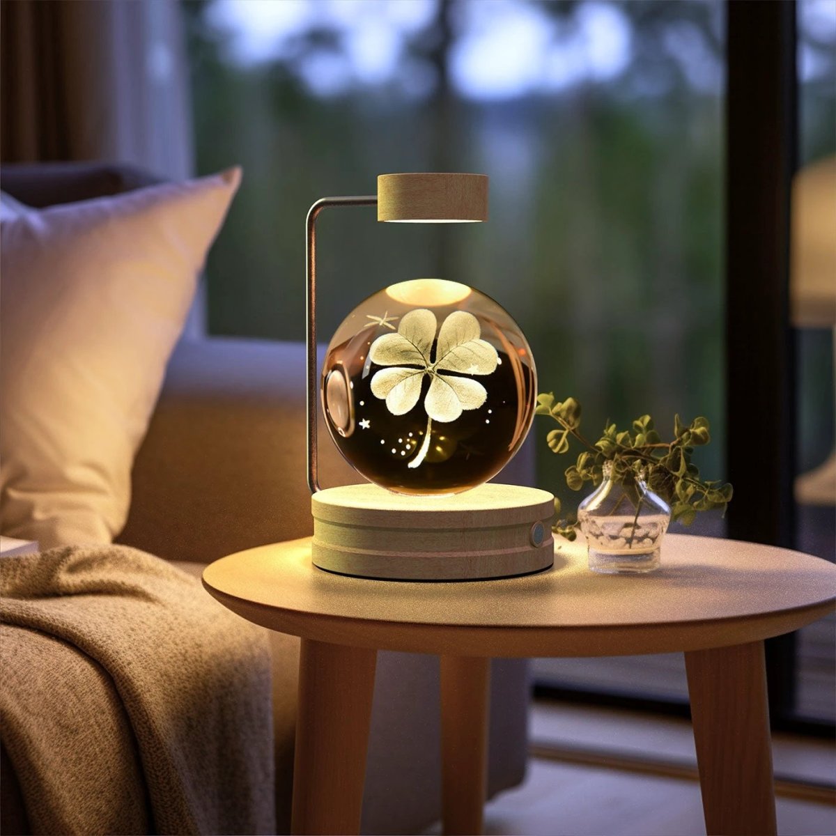 Mandotos crystal ball cosmic dinosaur indoor night light with USB power, warm glow, perfect for bedside or birthday gift.
