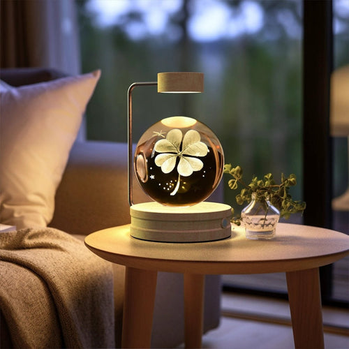 Mandotos crystal ball cosmic dinosaur indoor night light with USB power, warm glow, perfect for bedside or birthday gift.
