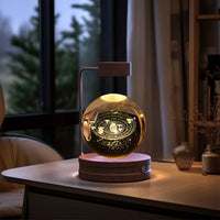 Mandotos cosmic dinosaur crystal ball indoor night light with USB power, warm bedside glow, perfect as a birthday gift or night lamp.