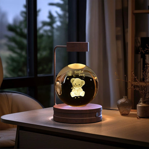 Mandotos crystal ball cosmic dinosaur indoor night light with USB power, warm bedside illumination, perfect for birthdays.