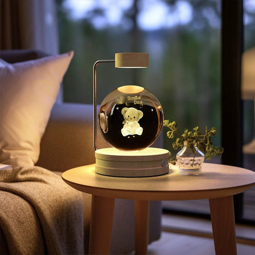 Mandotos cosmic dinosaur crystal ball night light with USB power, warm glow, ideal for bedside or birthday gift.