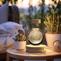 Mandotos crystal ball cosmic dinosaur indoor night light with USB power, warm glow, ideal for bedside or birthday gift.