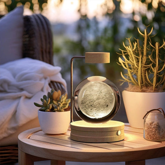 Mandotos crystal ball cosmic dinosaur indoor night light with USB power, warm glow, ideal for bedside or birthday gift.