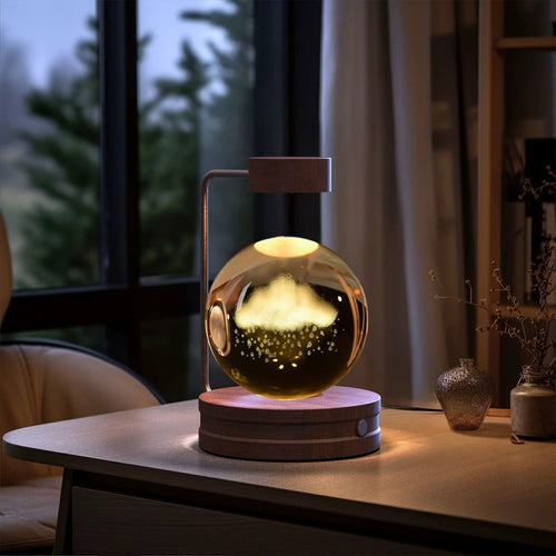 Mandotos crystal ball cosmic dinosaur indoor night light with USB power, warm glow, bedside lamp, perfect for birthday gift.
