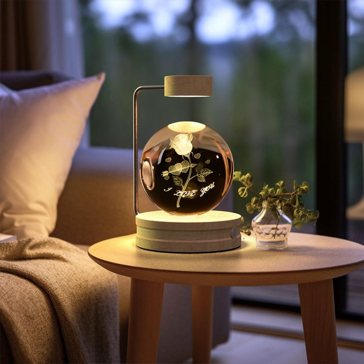 Mandotos crystal ball cosmic dinosaur indoor night light with USB power, warm glow, perfect for bedside or birthday gift.