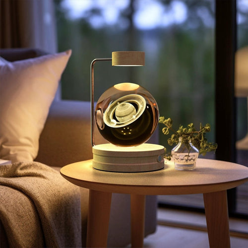 Mandotos cosmic dinosaur crystal ball night light with USB power, warm bedside glow, perfect as a birthday gift or indoor lamp.