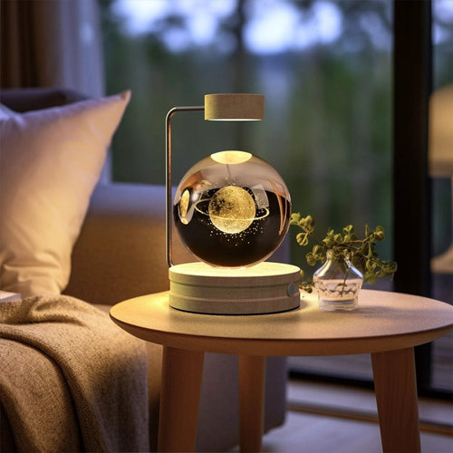 Mandotos crystal ball cosmic dinosaur indoor night light with USB power, warm glow, perfect for bedside or birthday gift.
