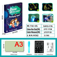 MANDOTOS educational toy drawing pad with 3D magic light effects and puzzle board for creative sketching and learning fun.