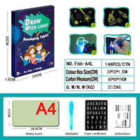 Mandotos educational drawing pad with 3D magic light effects, puzzle board, and sketchpad for creative learning and fun.