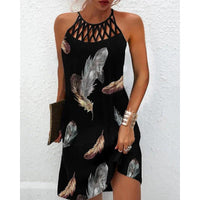 Mandotos casual fashion print halterneck dress for women, perfect for summer, featuring a stylish and comfortable design.