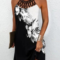 Mandotos casual fashion print halterneck dress for women, summer clothes, sleeveless and lightweight for warm weather.
