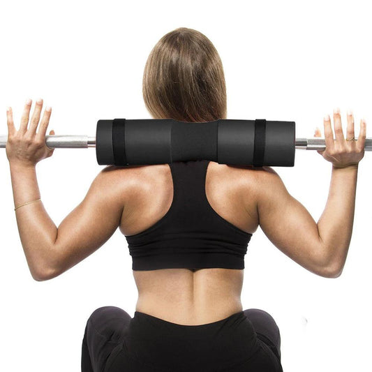Mandotos foam barbell pad cover for squat exercises, providing cushioning and support during gym workouts.
