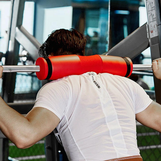 Mandotos foam barbell pad cover for squats, gym exercise cushion with thick foam for comfort during weightlifting.