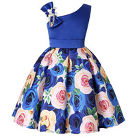 Girls' Princess Dress by MANDOTOS with colorful digital print, featuring a flowing design suitable for children.