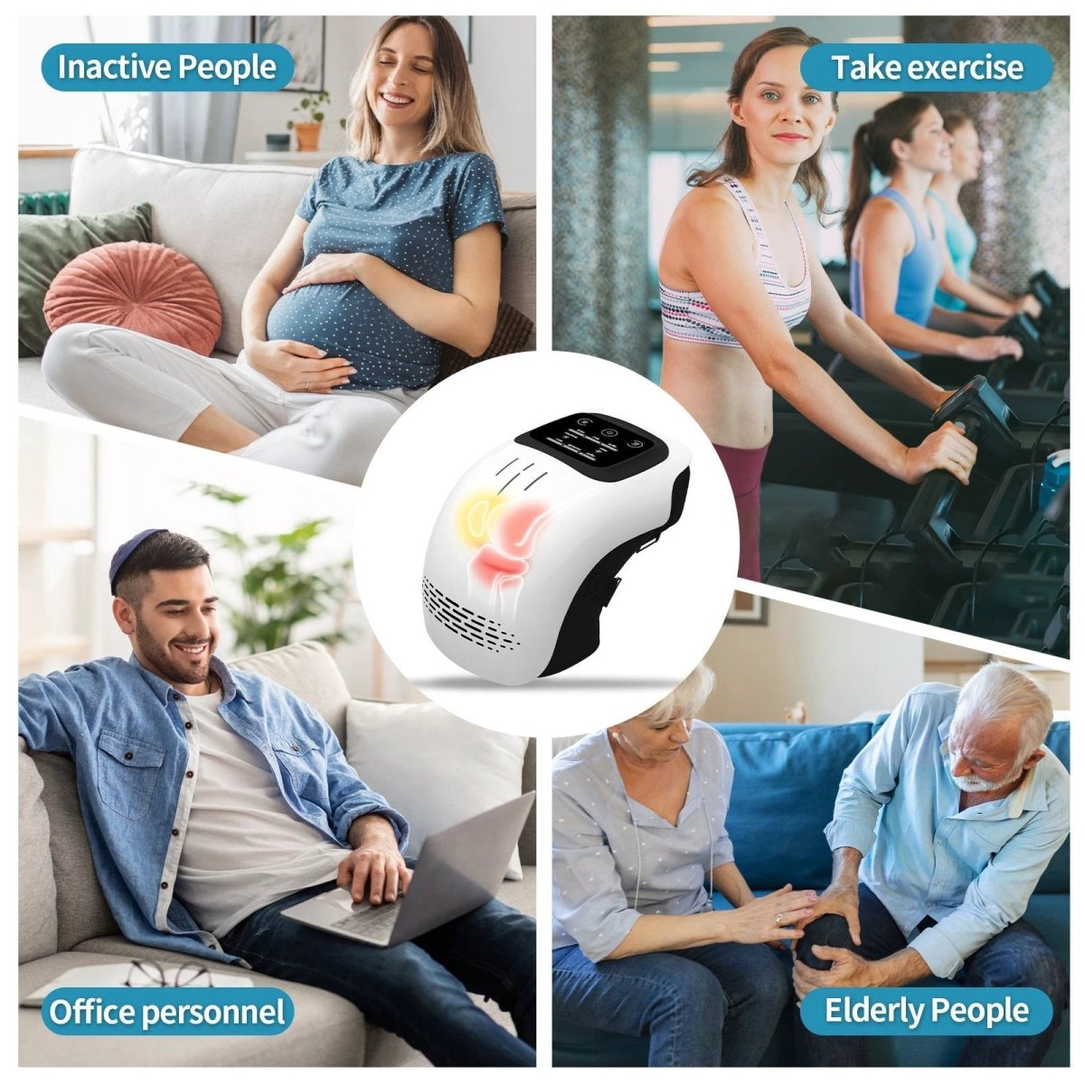 Mandotos knee relief massager with heating and vibration technology for soothing joint pain and improved circulation.