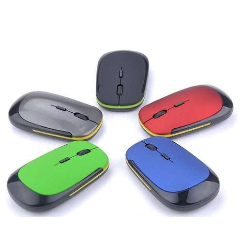Mandotos wireless mouse for laptops shown with ergonomic design and USB receiver on a desk.