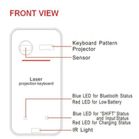 Mandotos LEING FST virtual laser Bluetooth wireless keyboard projected onto a surface with integrated mouse function for computers and laptops.