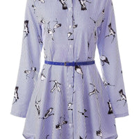 Long sleeve women's striped shirt by MANDOTOS featuring a classic pattern and comfortable fit.