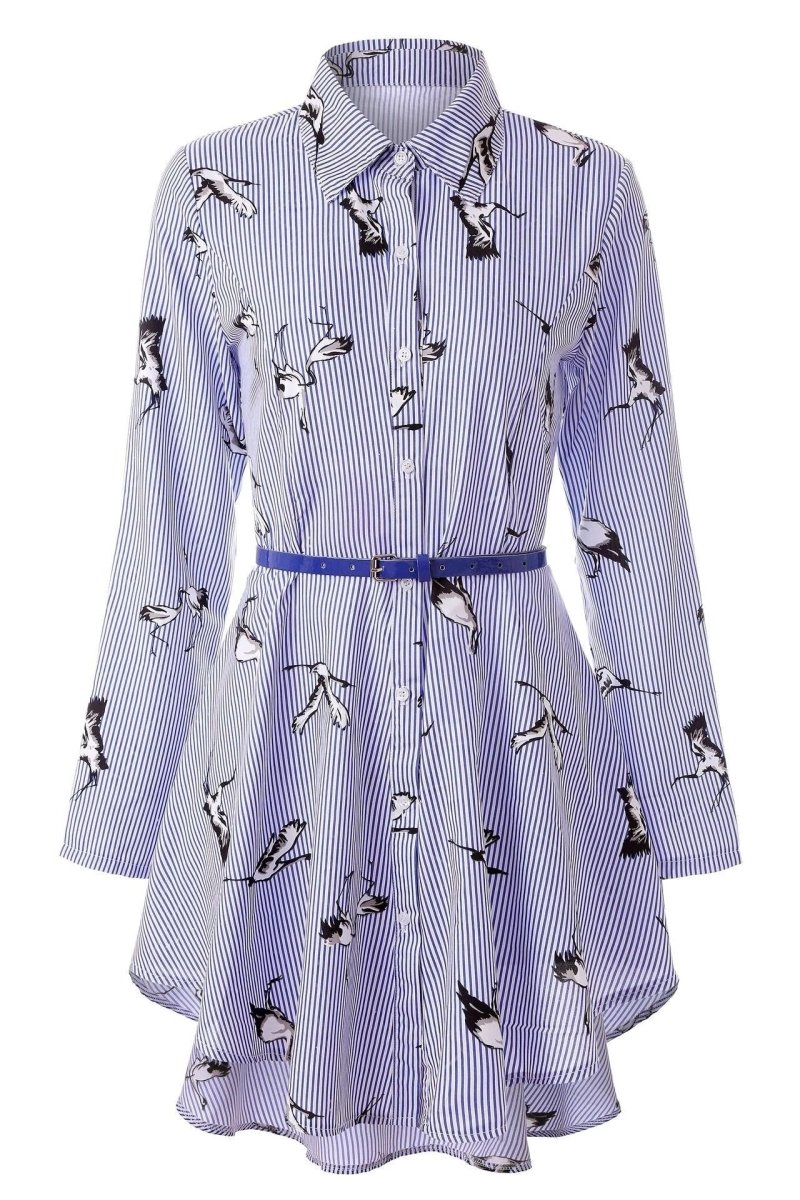 Long sleeve women's striped shirt by MANDOTOS featuring a classic pattern and comfortable fit.