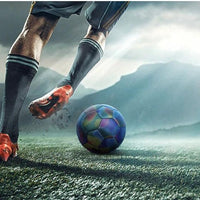 Mandotos luminous football with machine-stitched reflective surface, designed for visibility and durability during nighttime play.