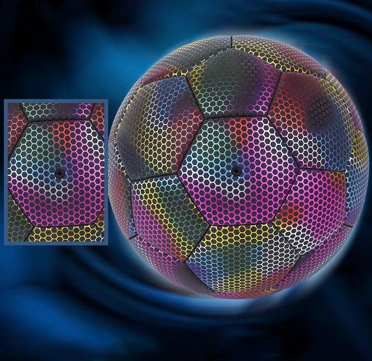 Mandotos luminous football with machine-stitched reflective surface, ideal for night play and outdoor football games.
