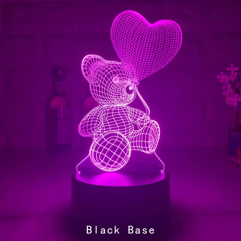 Mandotos 3D Teddy Bear Lamp acrylic USB LED night light with 16 color options and remote control, perfect for cozy room decor
