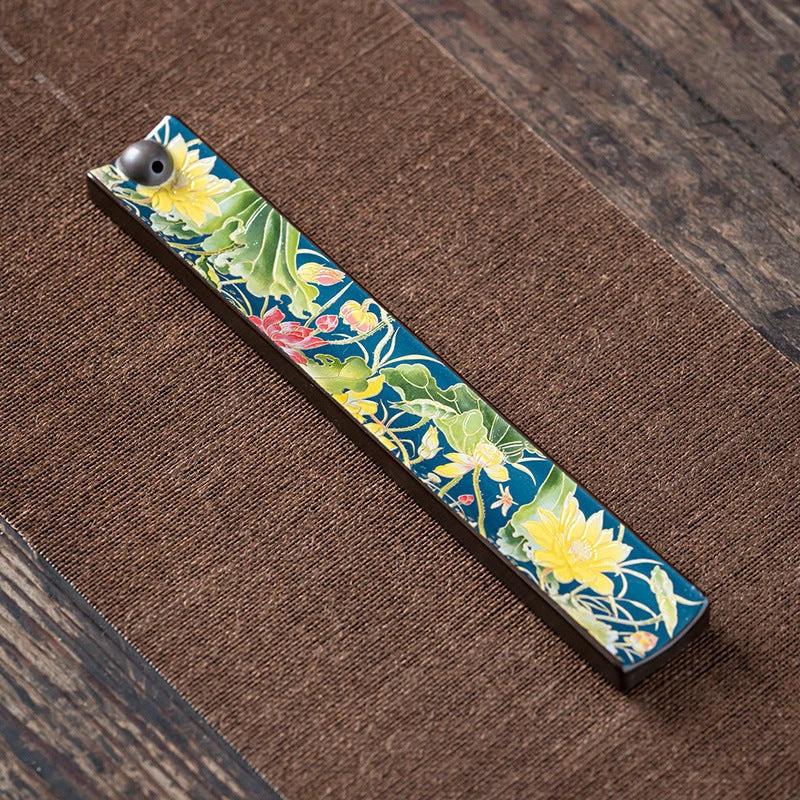 Mandotos ceramic cloisonne incense burner with enamel wire design, ideal for tea ceremony and home decor ambiance.