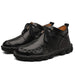 Mandotos men's leather British short boots with hand-stitched detailing, retro style, large size, and classic design.