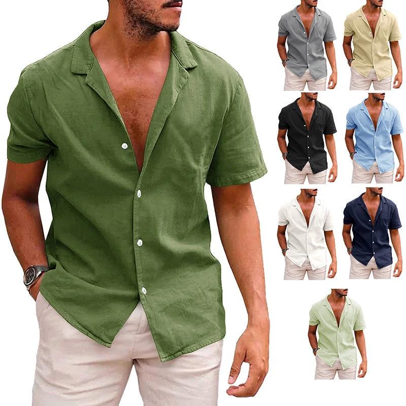 Mandotos men's casual beach shirt with short sleeves and button-down design for effortless summer style.