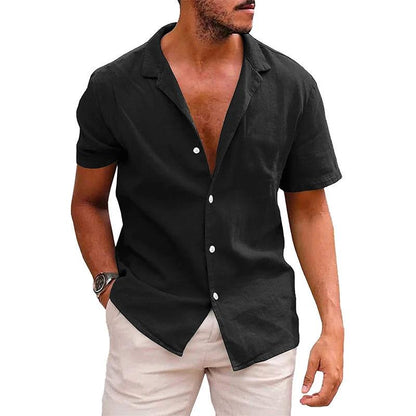 Men's casual beach shirt by MANDOTOS, short sleeve button-down with a relaxed summer style, featuring lightweight fabric and casual fit.