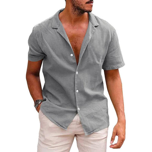 Men’s casual beach shirt by MANDOTOS, short sleeve button-down style ideal for effortless summer wear.