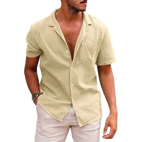 Men's casual beach shirt by MANDOTOS, short sleeve button-down shirt perfect for effortless summer style, shown in the image.