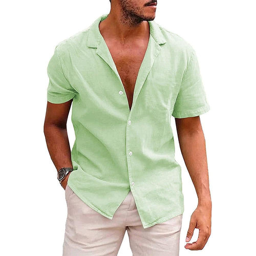 Mandotos men's casual beach shirt with short sleeves and button-down front, perfect for effortless summer style.
