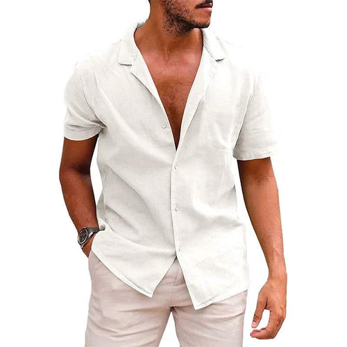 Men's casual beach shirt by MANDOTOS, short sleeve button-down style perfect for effortless summer wear.
