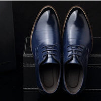 Mandotos men's leather dress shoes, casual and business style, in large size, featuring sleek black design and polished finish.