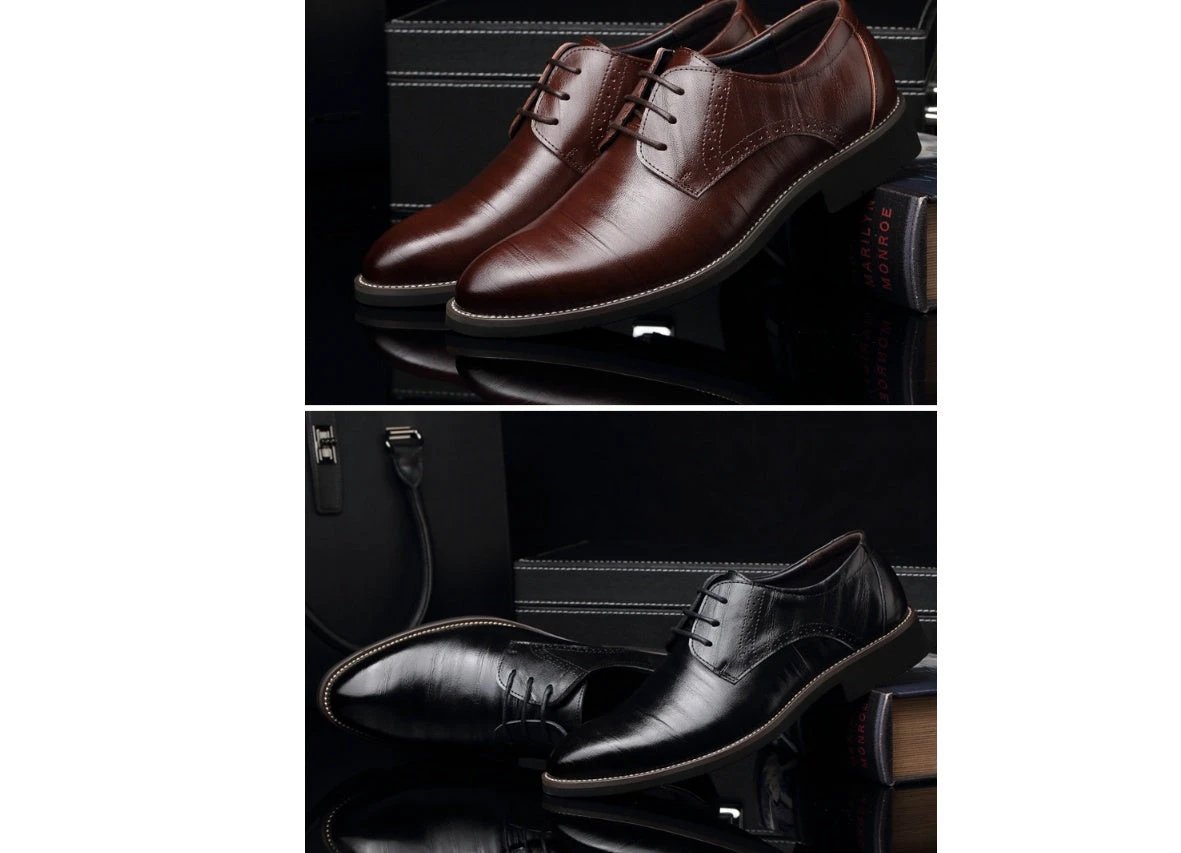 Mandotos men's leather dress shoes in large size, casual and business style, made for men's fashion and comfort.
